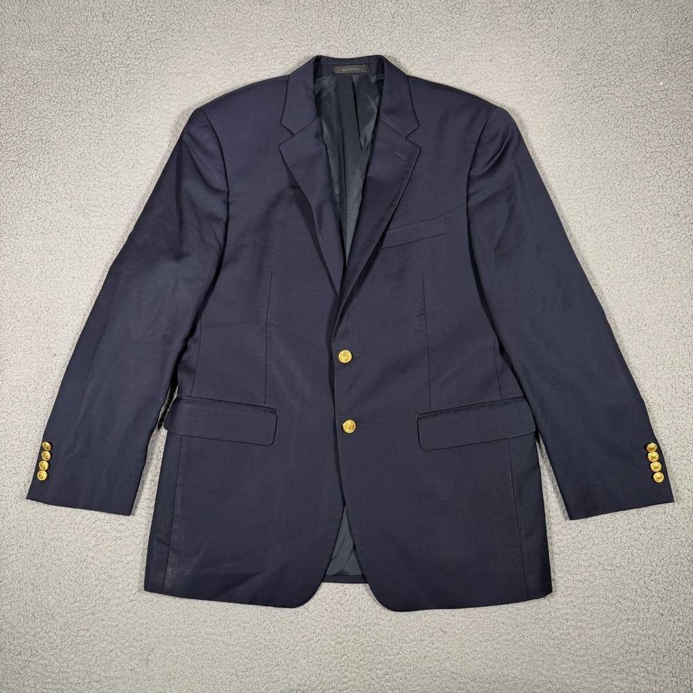 Lauren Ralph Lauren Blazer Mens 42R Blue Gold Button Suit Jacket Sportcoat Logo